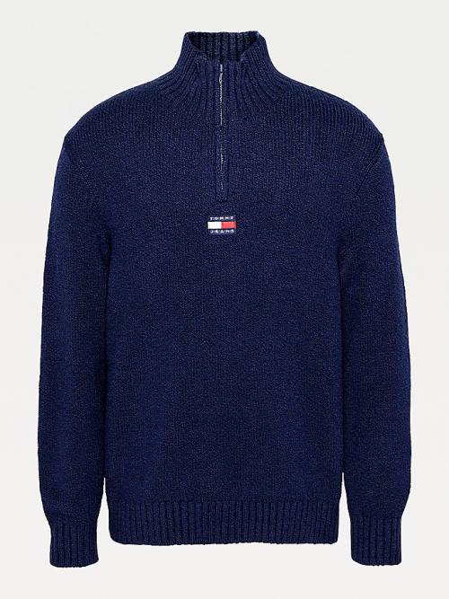 Tommy Hilfiger Tommy Badge Mock Turtleneck Jumper Moški Puloverji Modra | TH358ECS