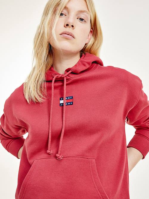 Tommy Hilfiger Tommy Badge Ženske Pulover s kapuco Rdeča | TH806AXK