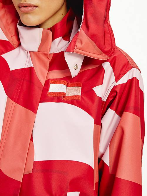 Tommy Hilfiger Tommy Icons Motion Print Parka Ženske Plašč Rdeča | TH712HQT
