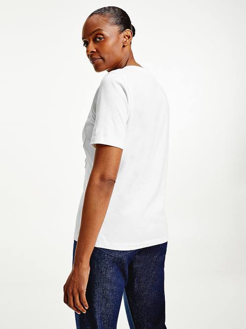 Tommy Hilfiger Tommy Icons Organic Cotton Ženske Majice Bela | TH724ZPN