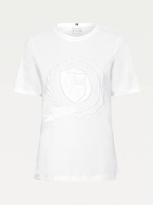 Tommy Hilfiger Tommy Icons Organic Cotton Ženske Majice Bela | TH724ZPN