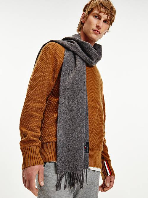Tommy Hilfiger Uptown Pure Wool Moški Šal Siva | TH368OFJ