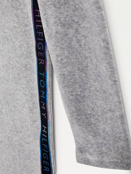 Tommy Hilfiger Velour Metallic Tape Dekleta Obleke Siva | TH920UHN