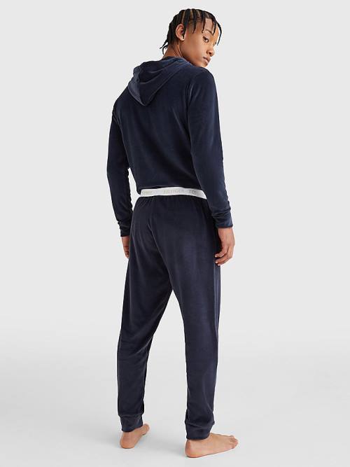 Tommy Hilfiger Velour Repeat Logo Joggers Moški Pižama Modra | TH913NMV