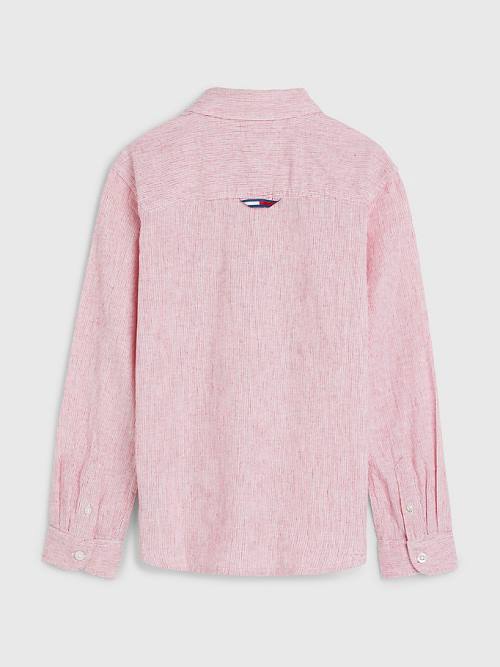Tommy Hilfiger Vertical Stripe Fantje Srajce Rdeča | TH263FGV