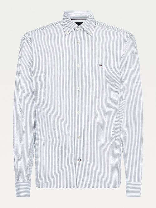 Tommy Hilfiger Vertical Stripe Regular Fit Moški Srajce Modra | TH369UYB