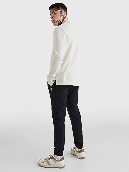 Tommy Hilfiger Waffle Crew Neck Long Sleeve Top Moški Majice Bela | TH901HAI