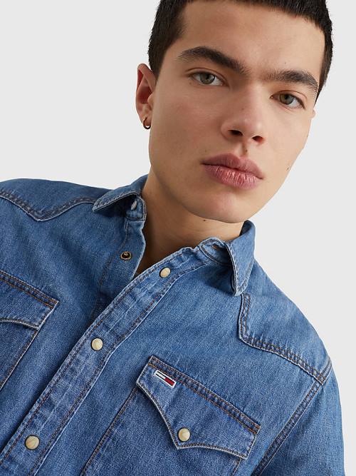 Tommy Hilfiger Western Organic Cotton Denim Moški Srajce Denim | TH293XVM