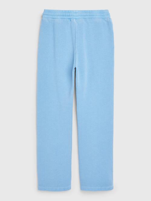Tommy Hilfiger Wide Leg Signature Logo Sweatpants Dekleta Hlače Modra | TH908JGK