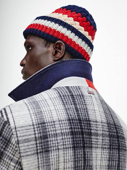 Tommy Hilfiger Wool Blend Plaid Check Car Moški Plašč Siva | TH570VYQ
