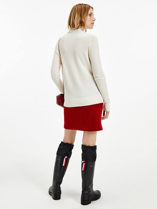 Tommy Hilfiger Wool Cashmere Roll Neck Jumper Ženske Puloverji Bela | TH321XQT