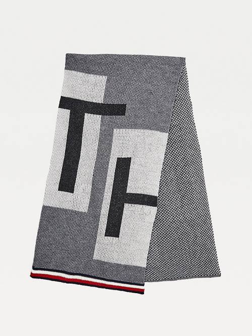 Tommy Hilfiger Woven Logo Signature Trim Moški Šal Siva | TH823LWG