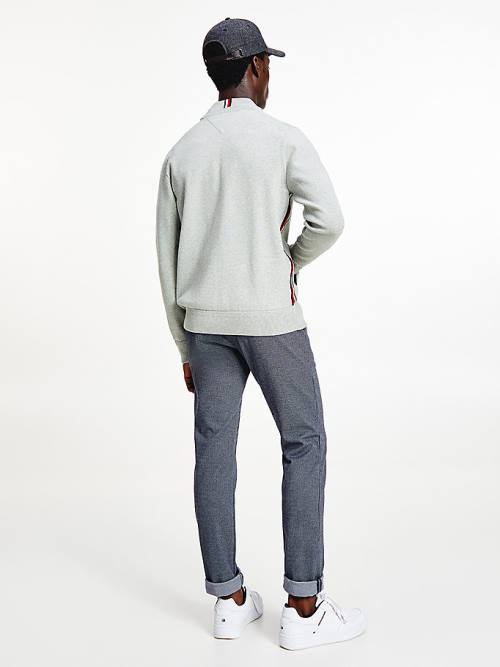 Tommy Hilfiger Zip-Thru Baseball Collar Cardigan Moški Puloverji Siva | TH869VBS