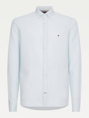 Tommy Hilfiger 4-Way Stretch Dobby Slim Fit Moški Srajce Modra | TH759PEB