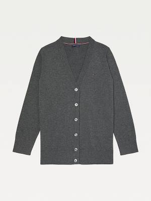 Tommy Hilfiger Adaptive Essential Cotton Cardigan Ženske Puloverji Siva | TH078DCF