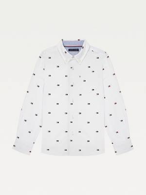 Tommy Hilfiger Adaptive Flag Woven Fantje Srajce Bela | TH302JZQ