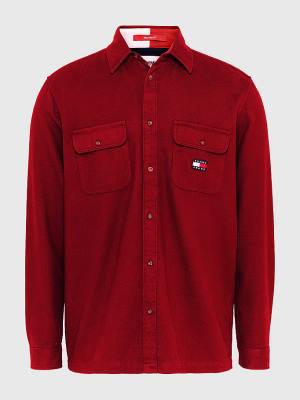 Tommy Hilfiger Brushed Organic Cotton Overshirt Moški Srajce Rdeča | TH568JBR