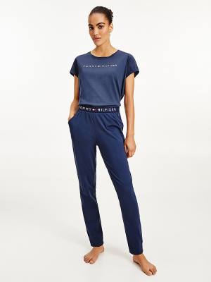 Tommy Hilfiger Cuffed Cotton Joggers Ženske Pižama Modra | TH719BHU