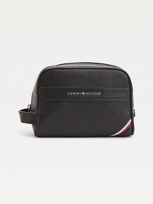 Tommy Hilfiger Downtown Metal Logo Washbag Moški Torbice Črna | TH123SBP