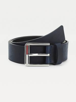 Tommy Hilfiger Essential Leather Flag Moški Pas Za Hlače Modra | TH514JUF