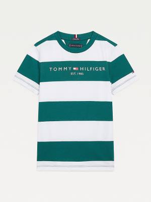 Tommy Hilfiger Essential Organic Cotton Stripe Fantje Majice Zelena | TH940RSH