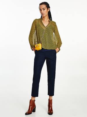 Tommy Hilfiger Essential Slim Fit Ankle Length Ženske Hlače Modra | TH941EZW