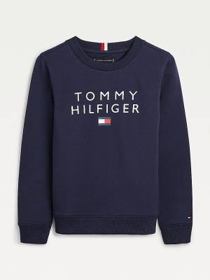 Tommy Hilfiger Front Logo Fantje Pulover Modra | TH603PDJ
