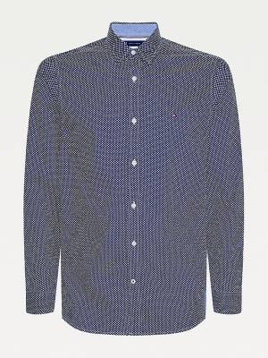 Tommy Hilfiger Geometric Print Slim Fit Moški Srajce Modra | TH295SUY
