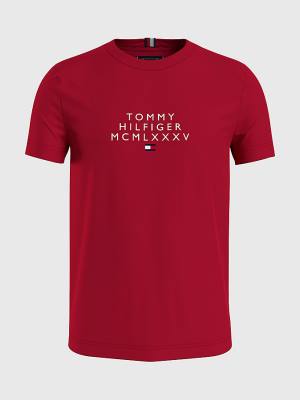 Tommy Hilfiger Graphic Logo Moški Majice Rdeča | TH491BFY