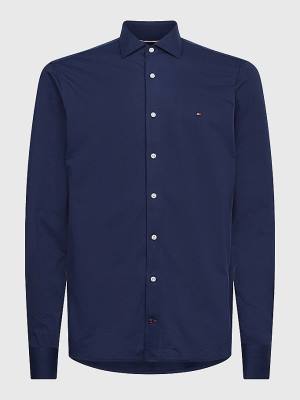Tommy Hilfiger Jersey Solid Slim Fit Moški Srajce Modra | TH963HKE