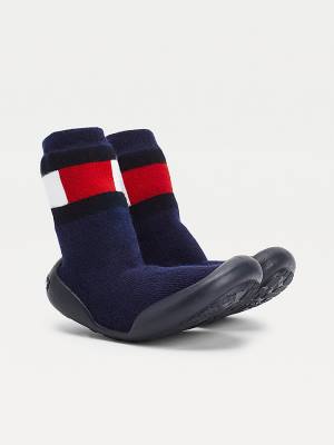 Tommy Hilfiger Knitted Colour-Blocked Slipper Sock Fantje Škornji Modra | TH532DZS