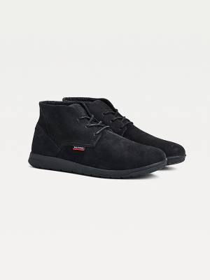 Tommy Hilfiger Lightweight Nubuck Hybrid Moški Škornji Črna | TH573DFS