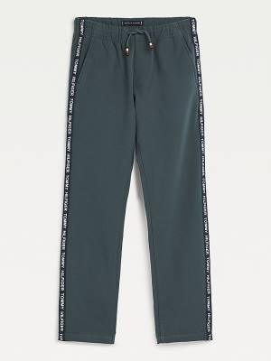 Tommy Hilfiger Logo Tape Drawstring Joggers Fantje Hlače Zelena | TH986MXO
