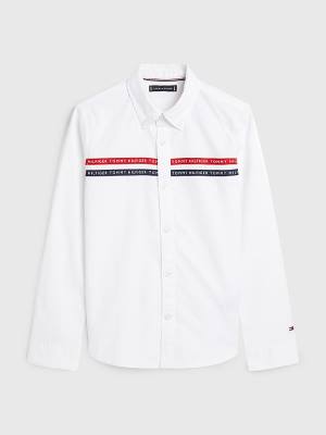 Tommy Hilfiger Logo Tape Oxford Fantje Srajce Bela | TH068IQG