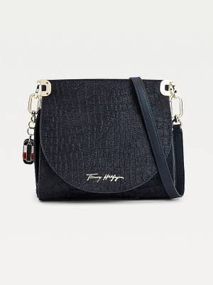 Tommy Hilfiger Luxe Leather Croco Print Crossover Ženske Torbice Modra | TH016PYK