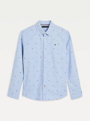 Tommy Hilfiger Micro Print Oxford Fantje Srajce Modra | TH045FRH