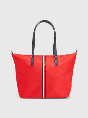 Tommy Hilfiger Nylon Signature Tote Ženske Torbice Rdeča | TH612NAD