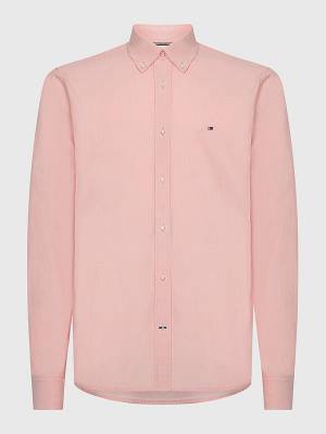Tommy Hilfiger Organic Cotton Poplin Regular Fit Moški Srajce Rdeča | TH510ORL