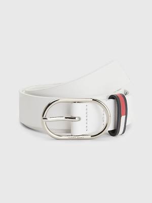 Tommy Hilfiger Oval Buckle Signature Leather Ženske Pas Za Hlače Bela | TH562NZX
