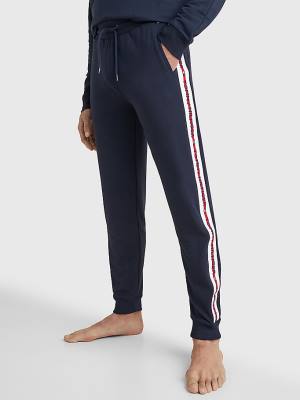 Tommy Hilfiger Repeat Logo Drawstring Joggers Moški Pižama Modra | TH132NPE