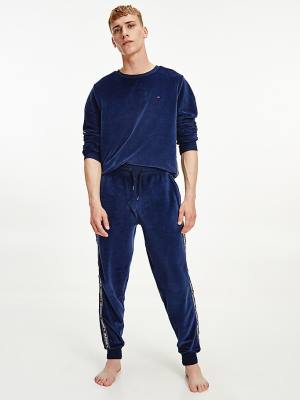 Tommy Hilfiger Ribbed Texture Joggers Moški Pižama Modra | TH278BVD