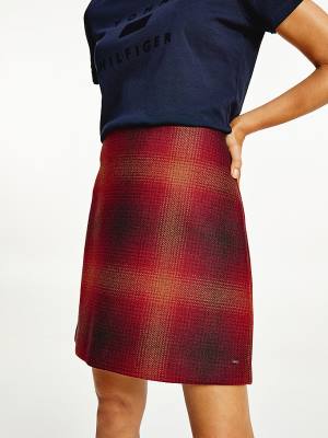 Tommy Hilfiger Shadow Check Mini Ženske Krilo Rdeča | TH853DOI