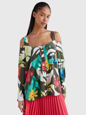 Tommy Hilfiger Silk Hawaiian Print Ženske Srajce Kaki | TH645VFW