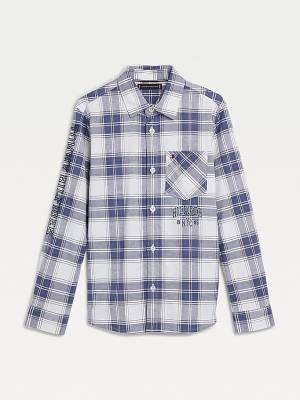 Tommy Hilfiger Stretch Oxford Cotton Check Fantje Srajce Modra | TH049RTU