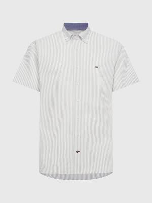 Tommy Hilfiger Stripe Short Sleeve Regular Fit Moški Srajce Rjav | TH597OEQ