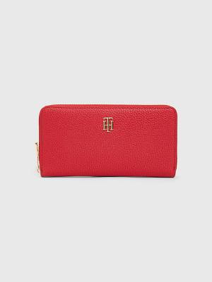 Tommy Hilfiger TH Monogram Large Zip-Around Ženske Denarnice Rdeča | TH216OHR