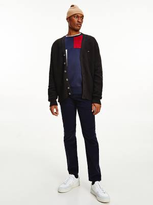 Tommy Hilfiger Textured Relaxed Fit Cardigan Moški Puloverji Črna | TH265ZVT