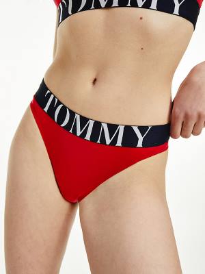 Tommy Hilfiger Ultra Soft Logo Waistband Thong Ženske Spodnje Perilo Rdeča | TH657IKT